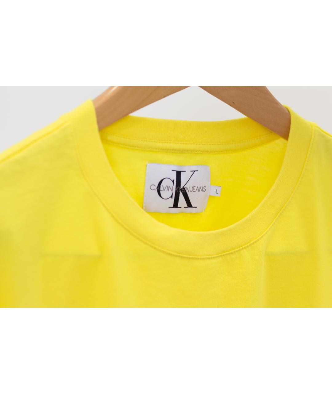 CALVIN KLEIN Желтая хлопковая футболка, фото 3