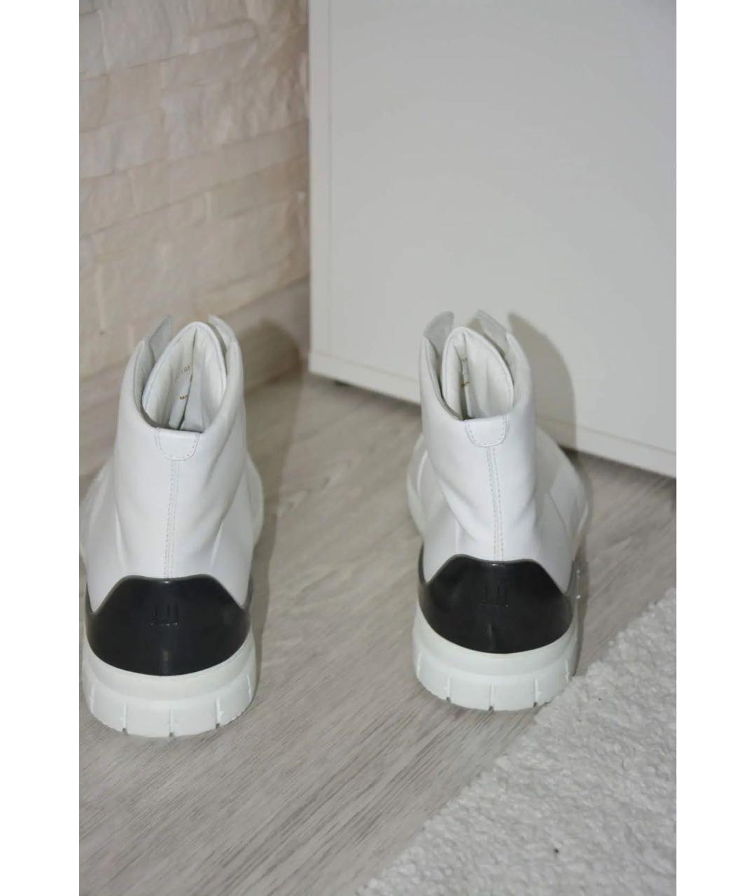 DUNHILL Белые кожаные высокие кроссовки / кеды, фото 4