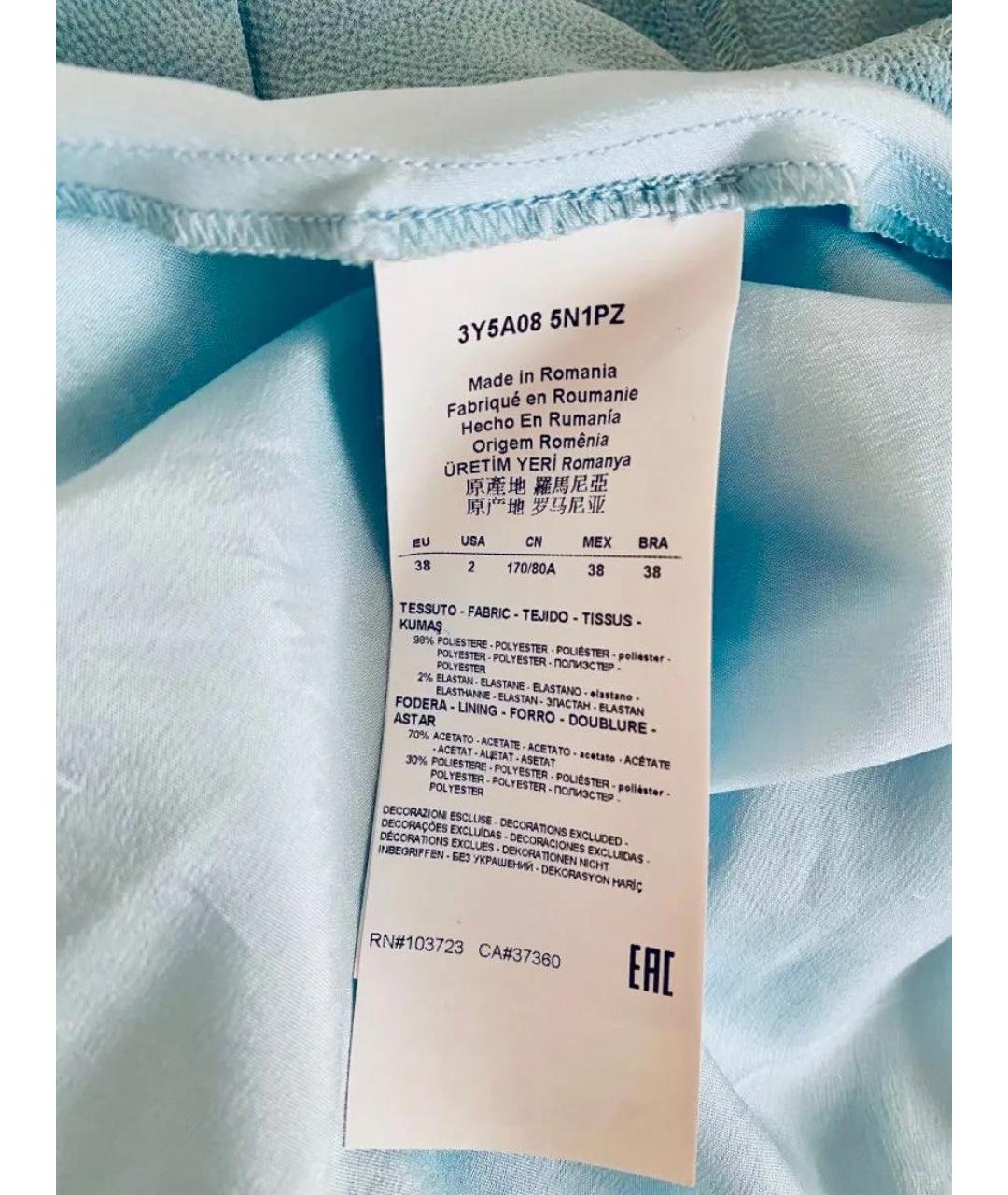 ARMANI JEANS Голубое полиэстеровое повседневное платье, фото 5
