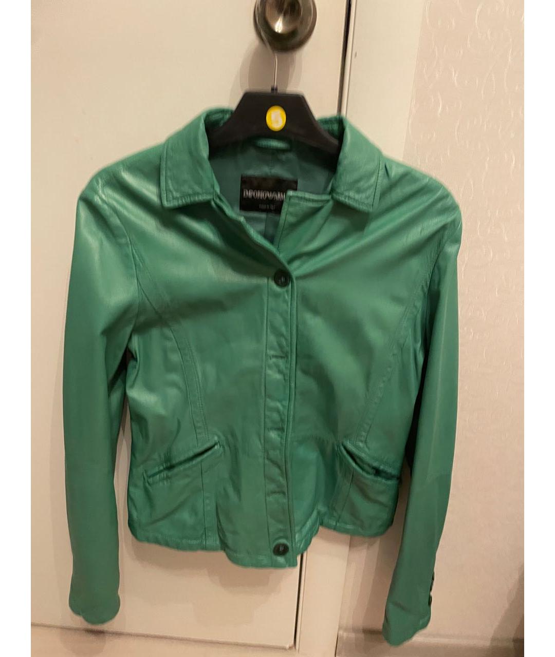 GIORGIO ARMANI Зеленая кожаная куртка, фото 2