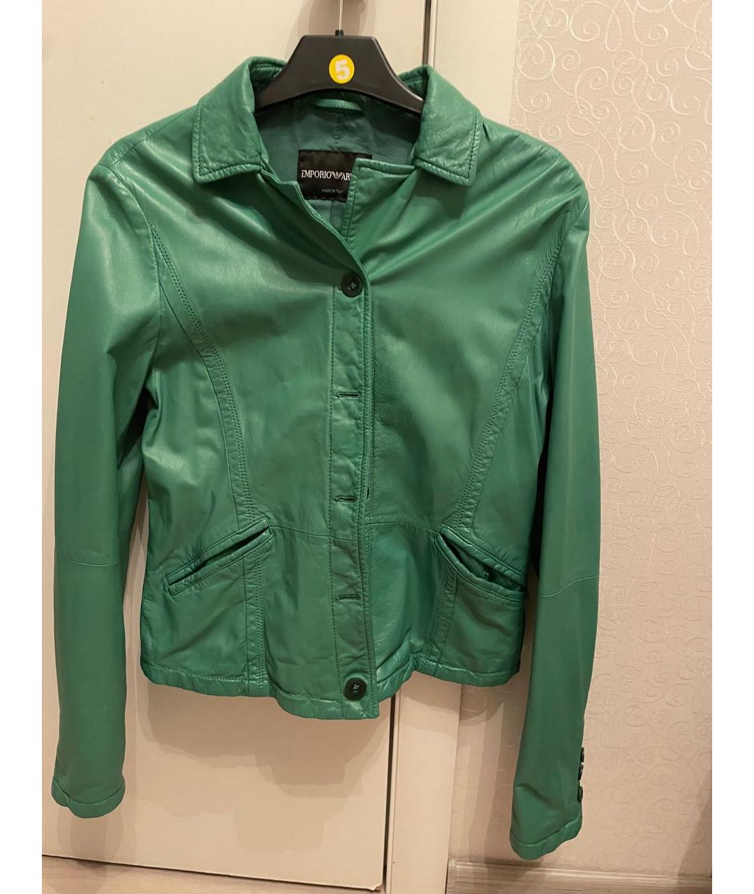 GIORGIO ARMANI Зеленая кожаная куртка, фото 5