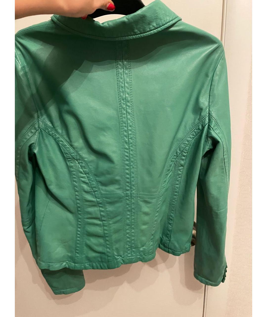 GIORGIO ARMANI Зеленая кожаная куртка, фото 4