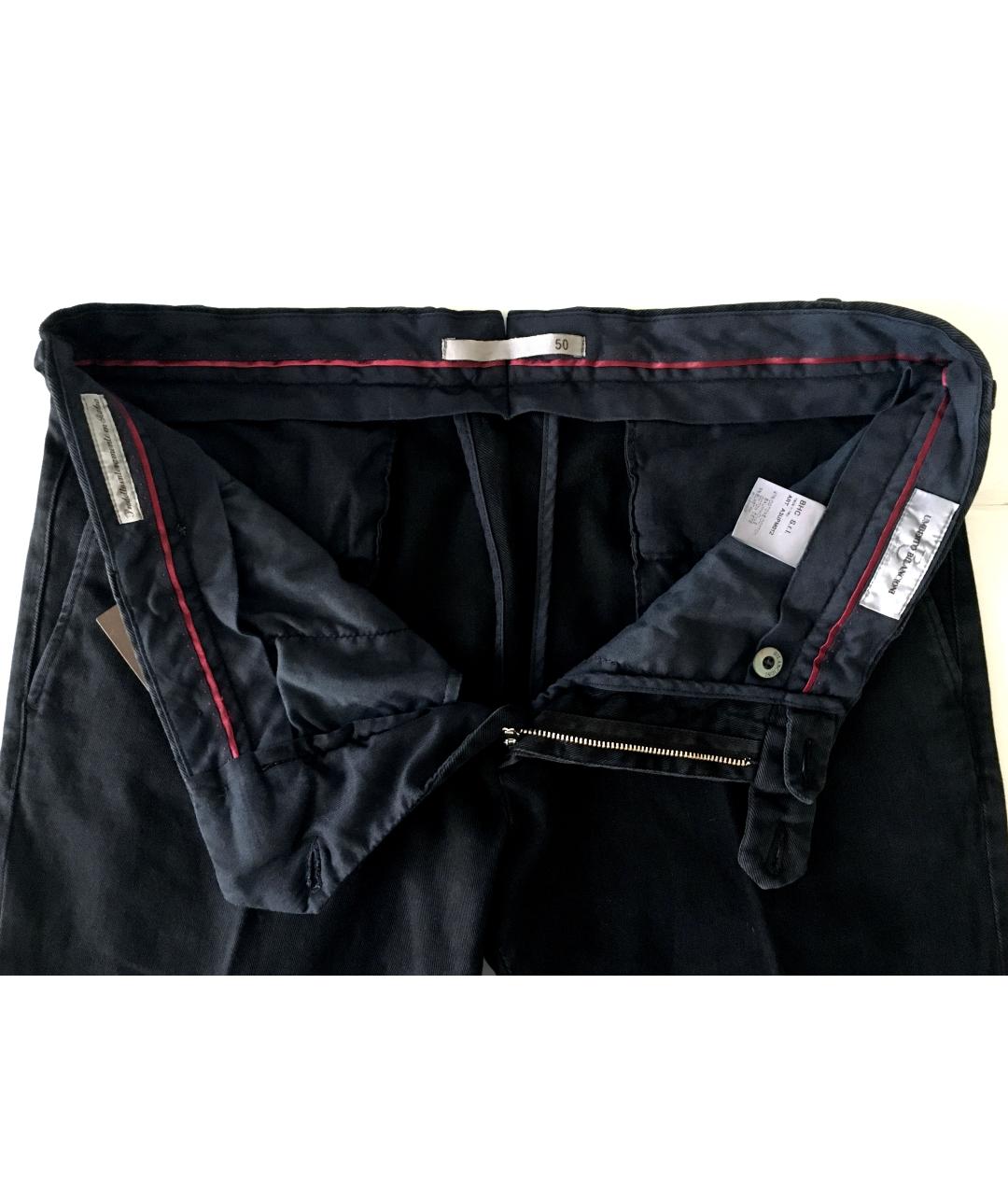 BILANCIONI Черные хлопко-эластановые повседневные брюки, фото 3