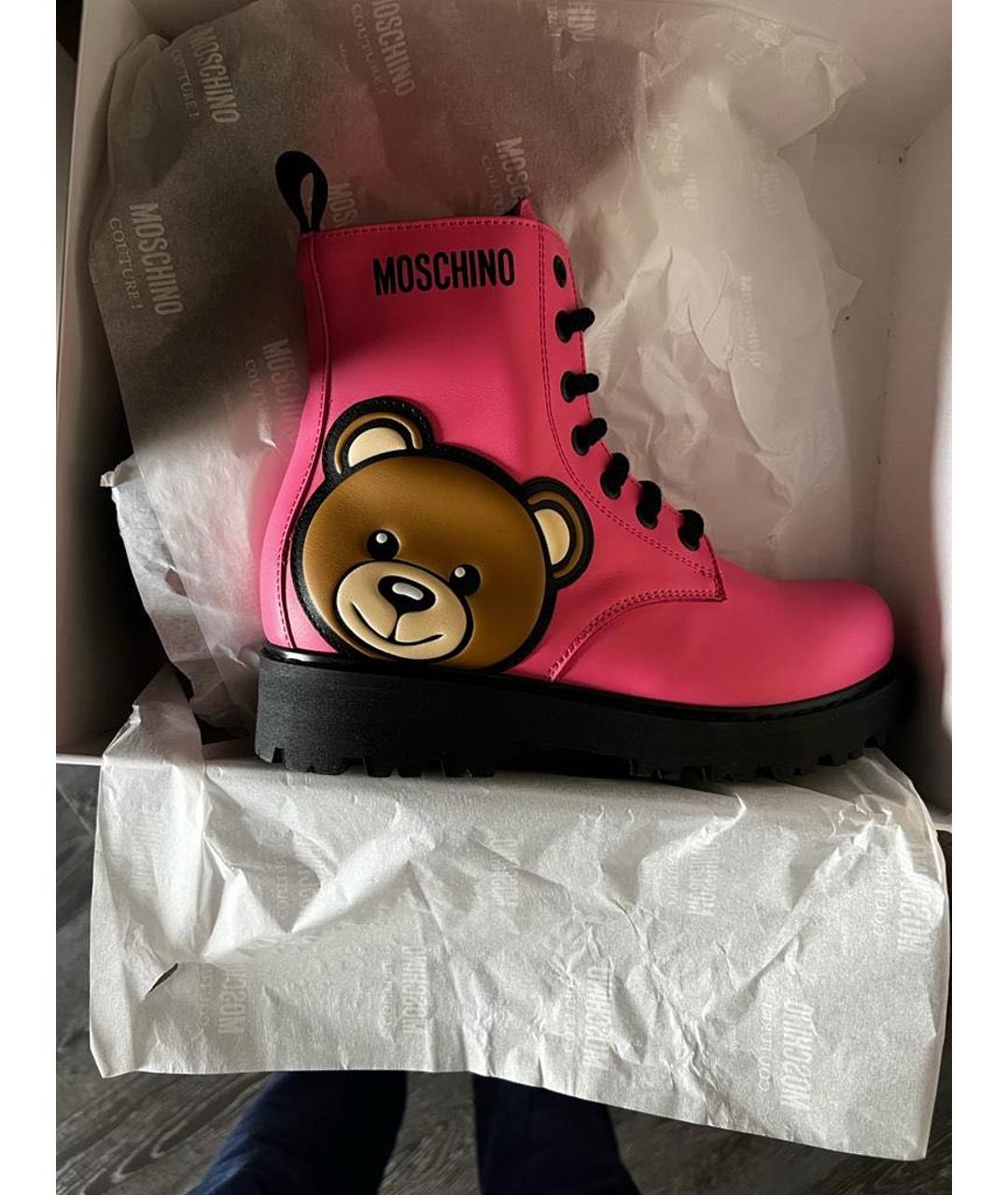 MOSCHINO Розовые кожаные ботинки, фото 5