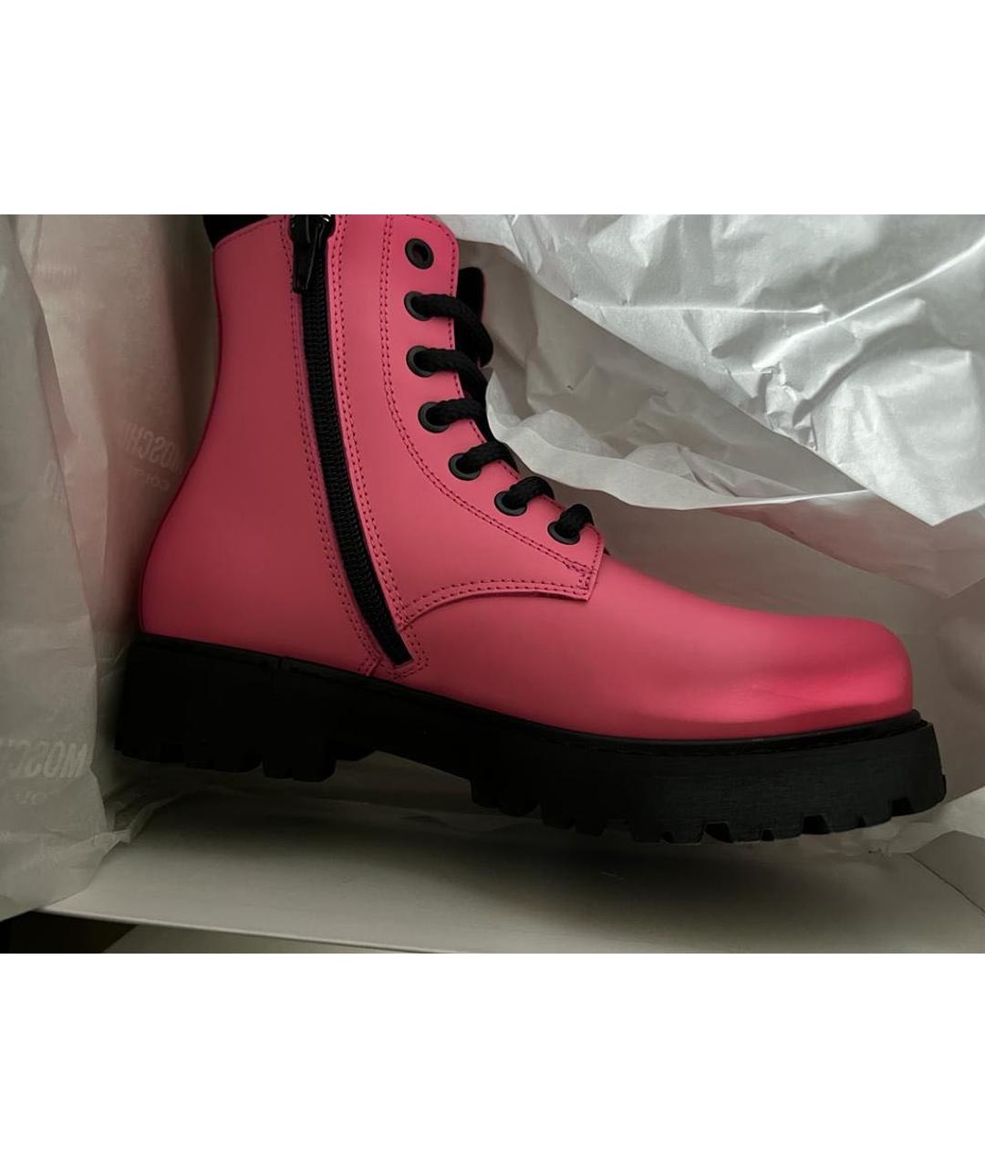 MOSCHINO Розовые кожаные ботинки, фото 4