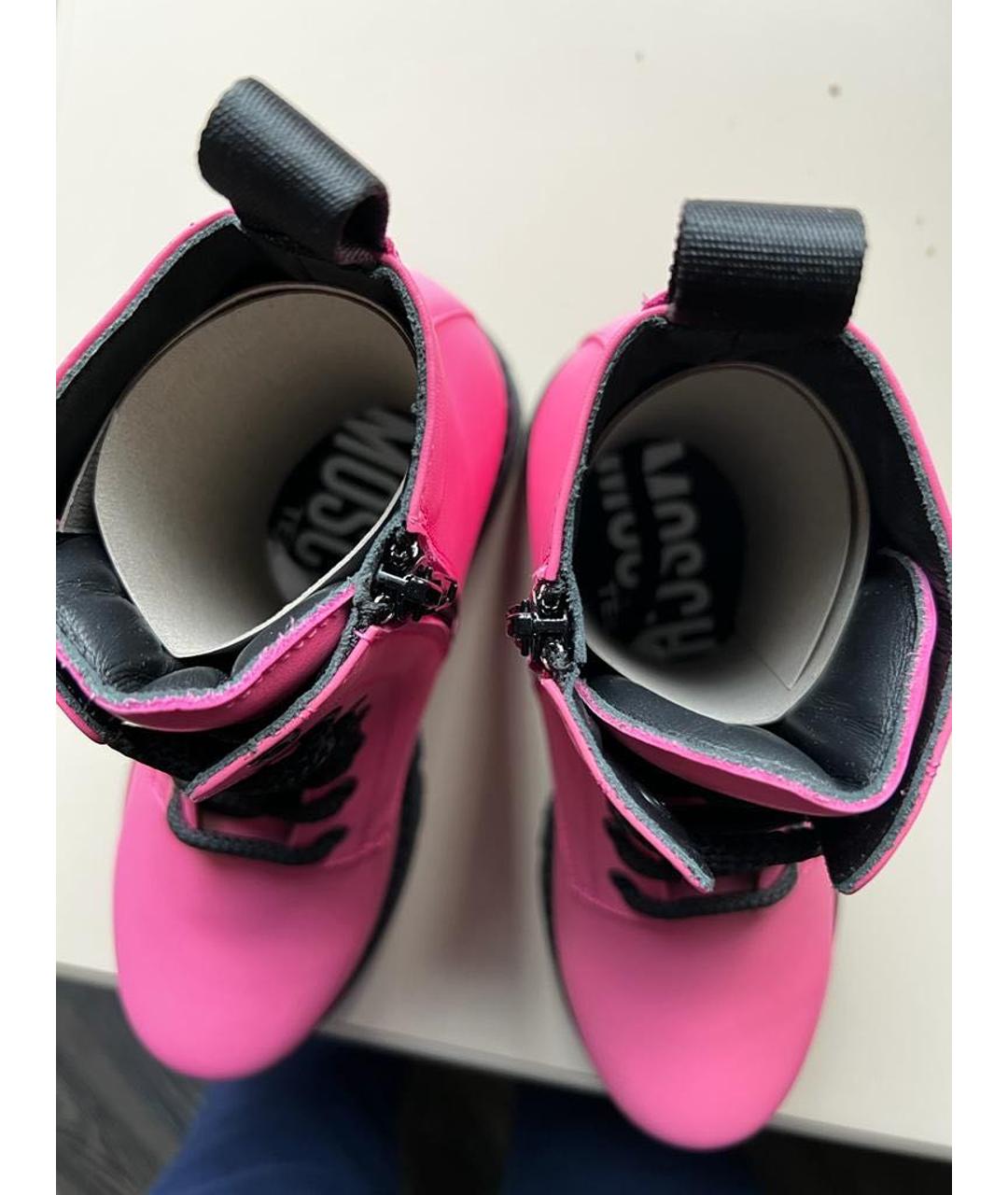 MOSCHINO Розовые кожаные ботинки, фото 2