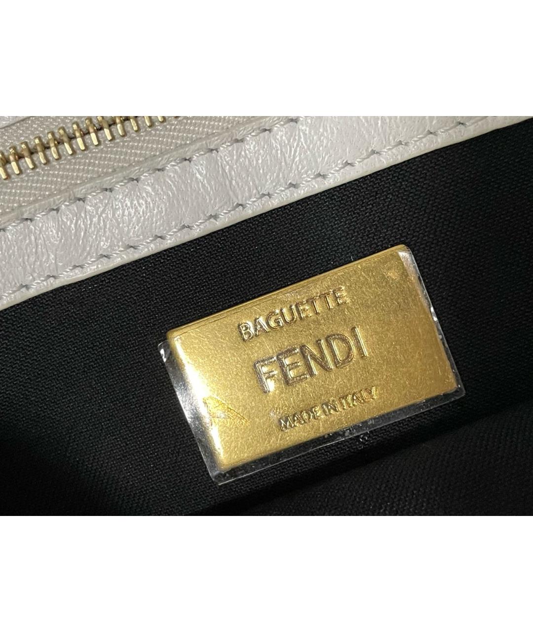FENDI Белая кожаная сумка через плечо, фото 3