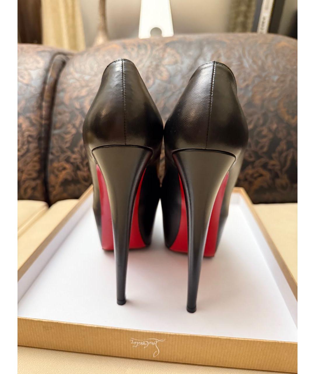 CHRISTIAN LOUBOUTIN Черные кожаные туфли, фото 4