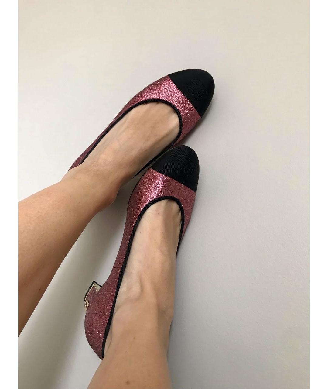 CHANEL PRE-OWNED Розовые кожаные туфли, фото 7