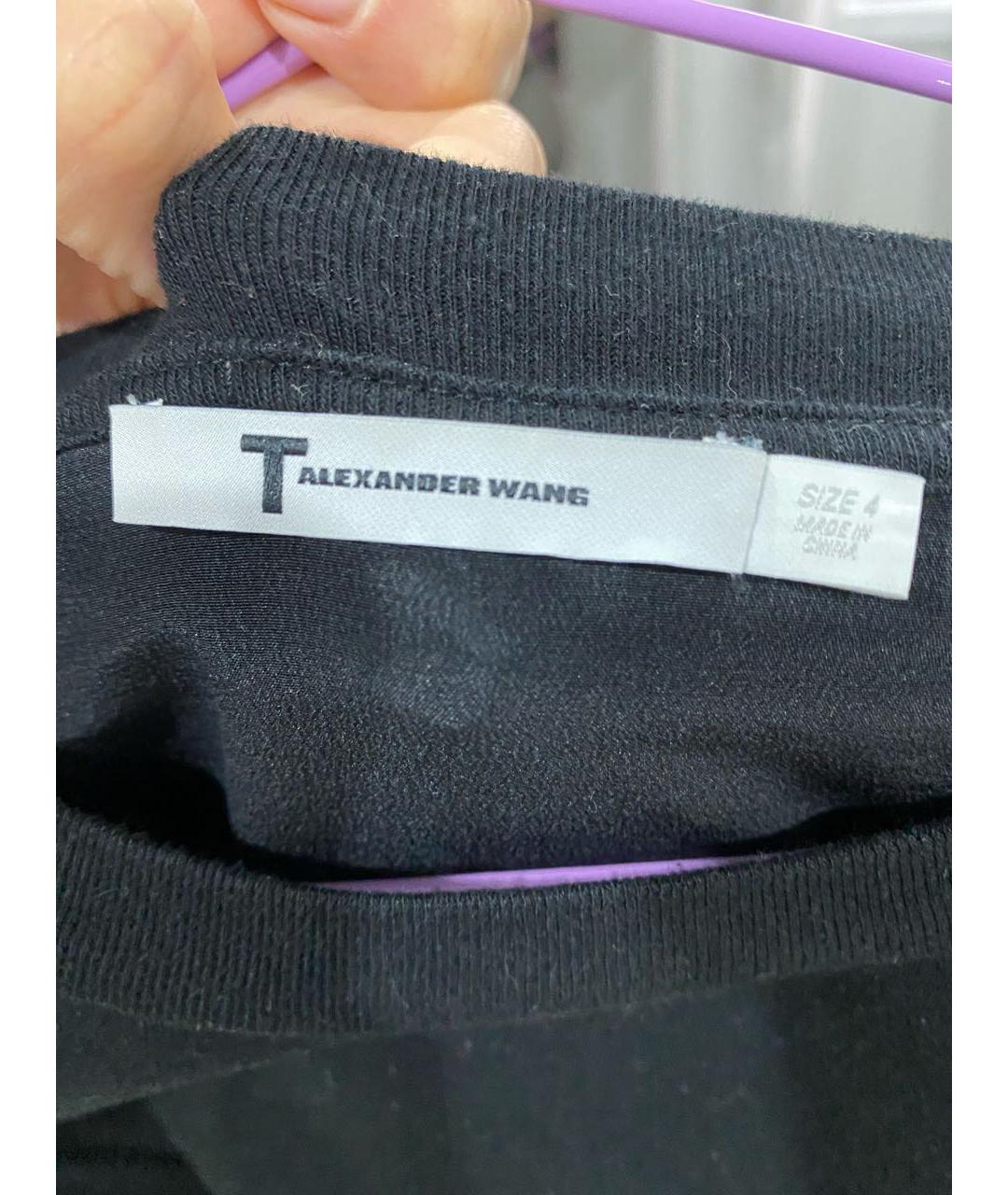 T BY ALEXANDER WANG Черная хлопковая футболка, фото 4