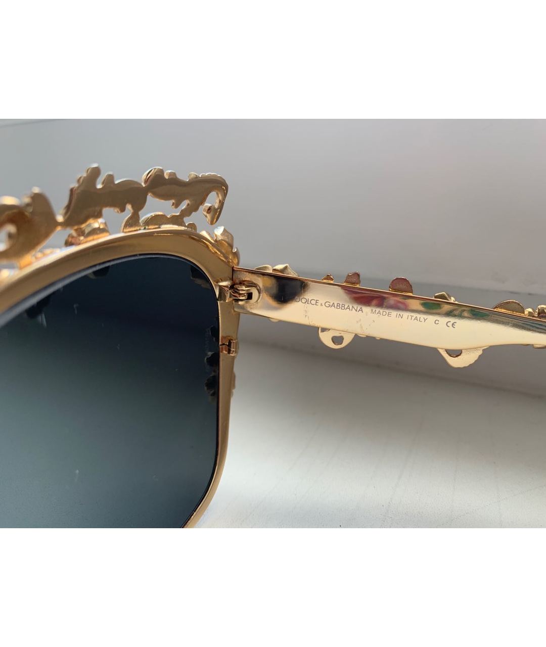 DOLCE&GABBANA Золотые металлические солнцезащитные очки, фото 4
