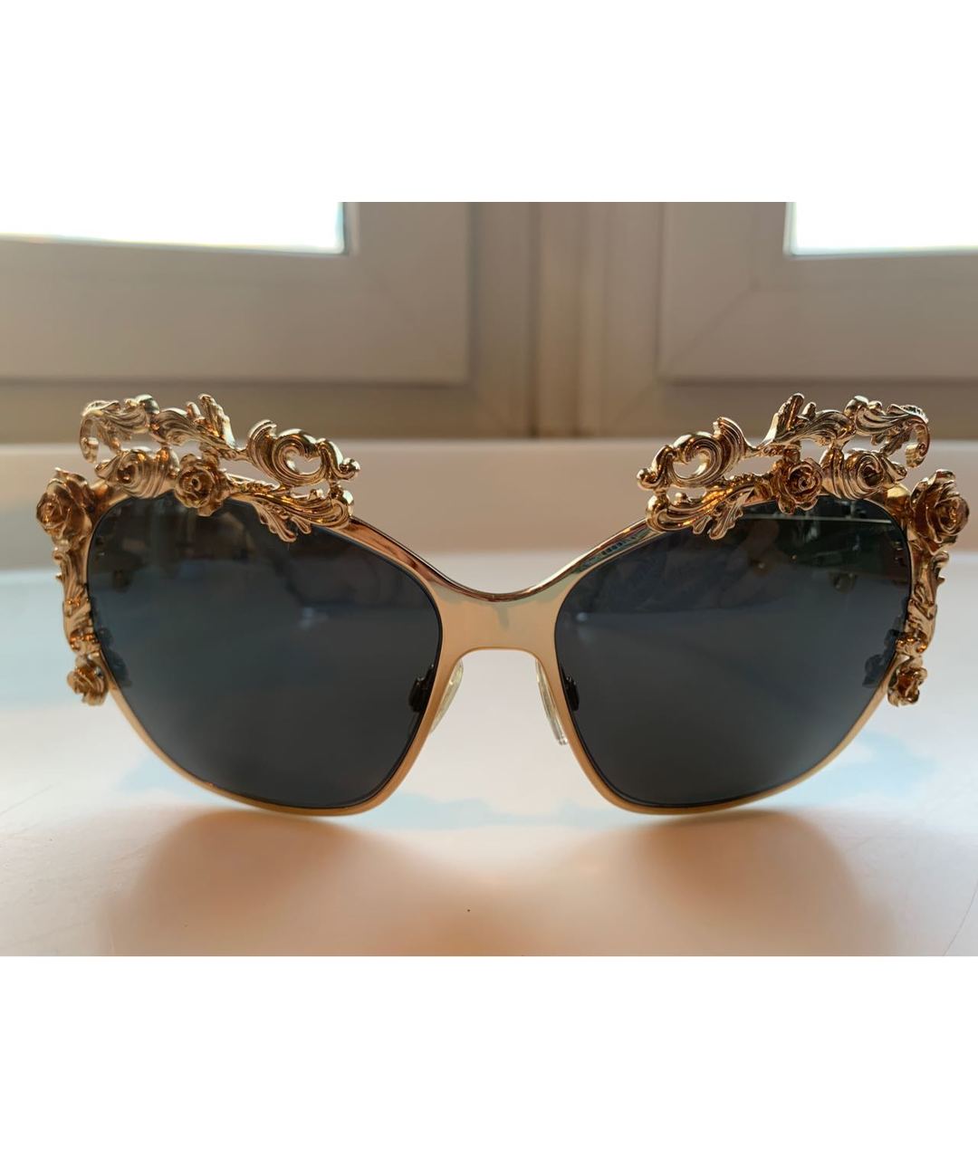 DOLCE&GABBANA Золотые металлические солнцезащитные очки, фото 8