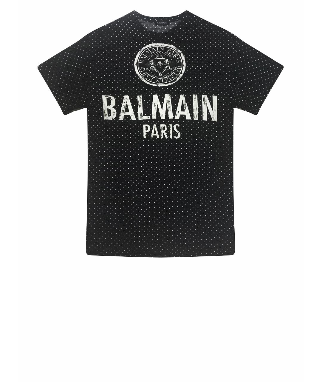 BALMAIN Темно-синяя хлопковая футболка, фото 1