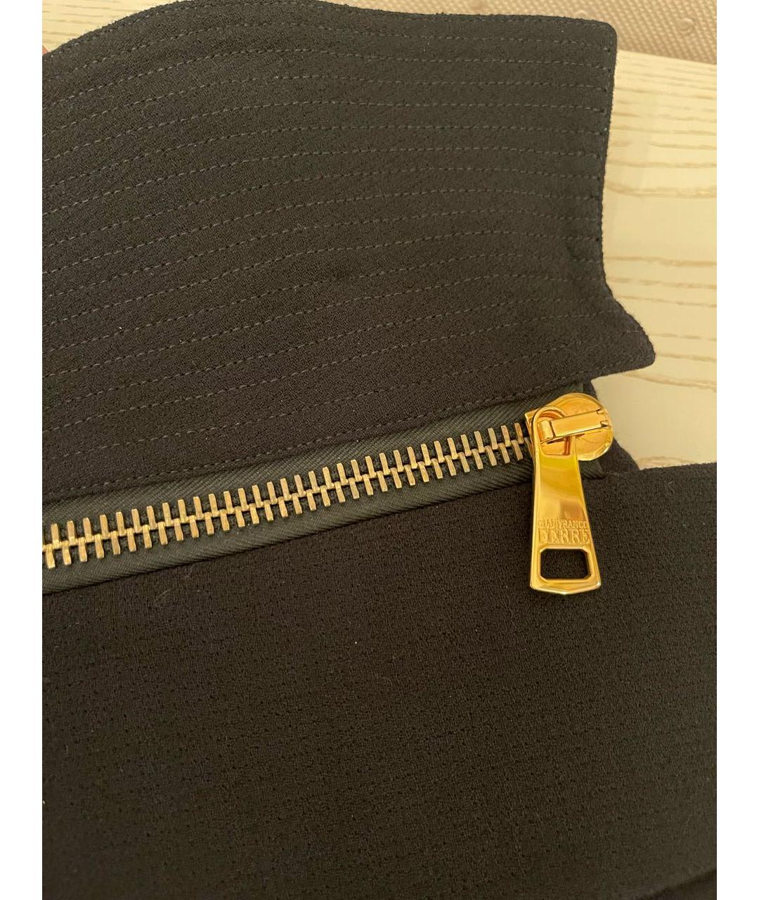 GIANFRANCO FERRE Черная шерстяная юбка миди, фото 3