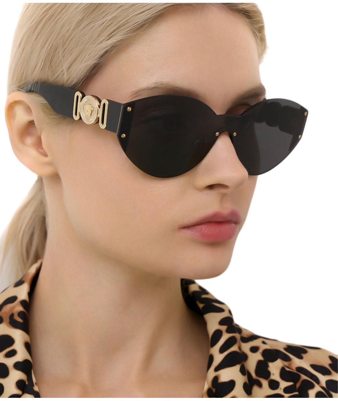 VERSACE Черные металлические солнцезащитные очки, фото 3