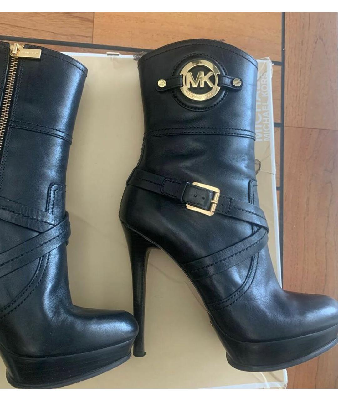 MICHAEL KORS Черные кожаные полусапоги, фото 2