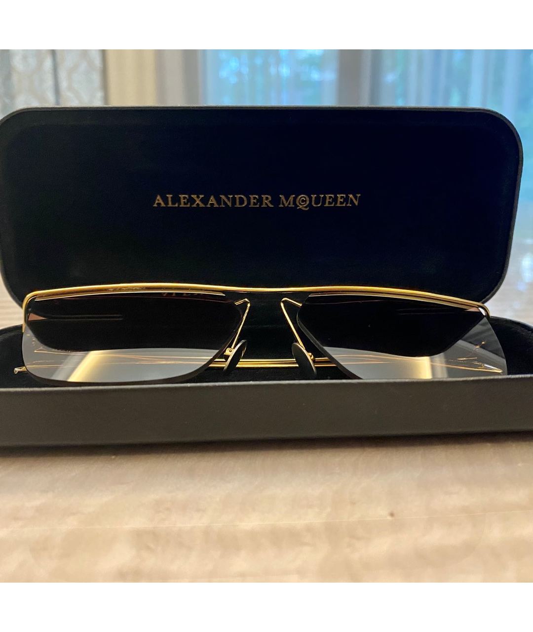 ALEXANDER MCQUEEN Коричневые металлические солнцезащитные очки, фото 4