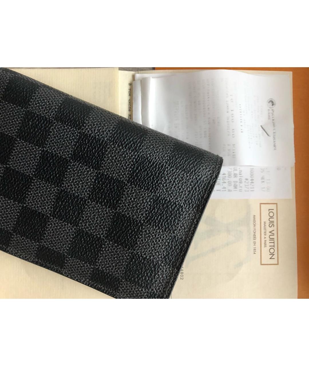 LOUIS VUITTON PRE-OWNED Черный кожаный кошелек, фото 5