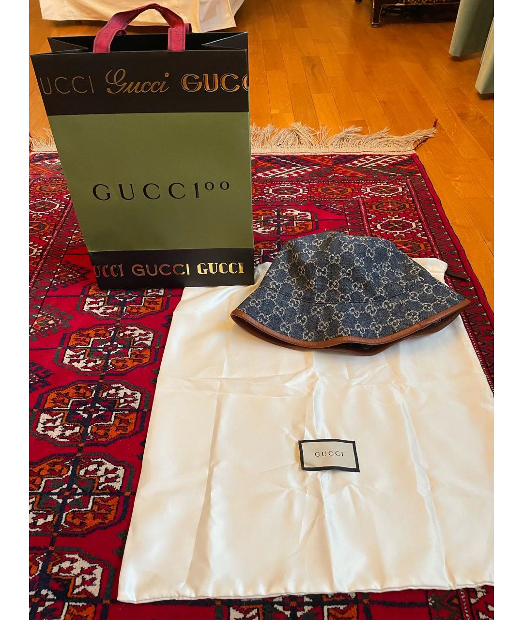 GUCCI Темно-синяя хлопковая панама, фото 4