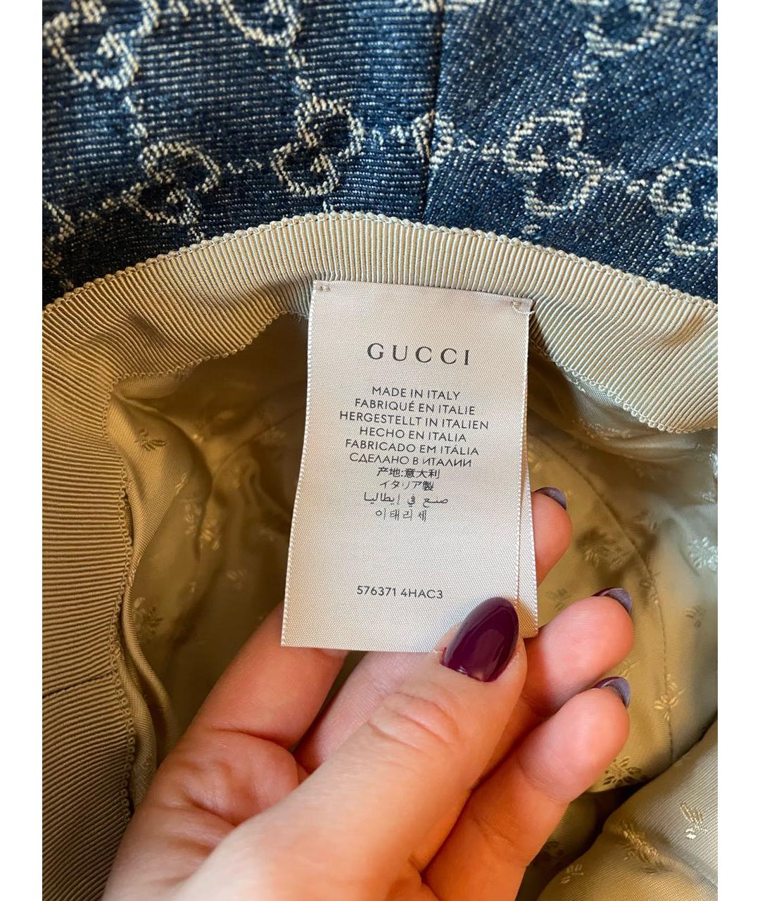 GUCCI Темно-синяя хлопковая панама, фото 5