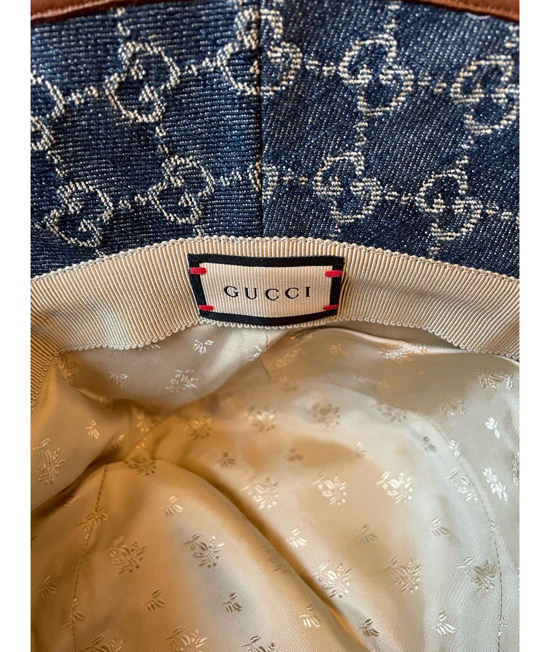 GUCCI Темно-синяя хлопковая панама, фото 3