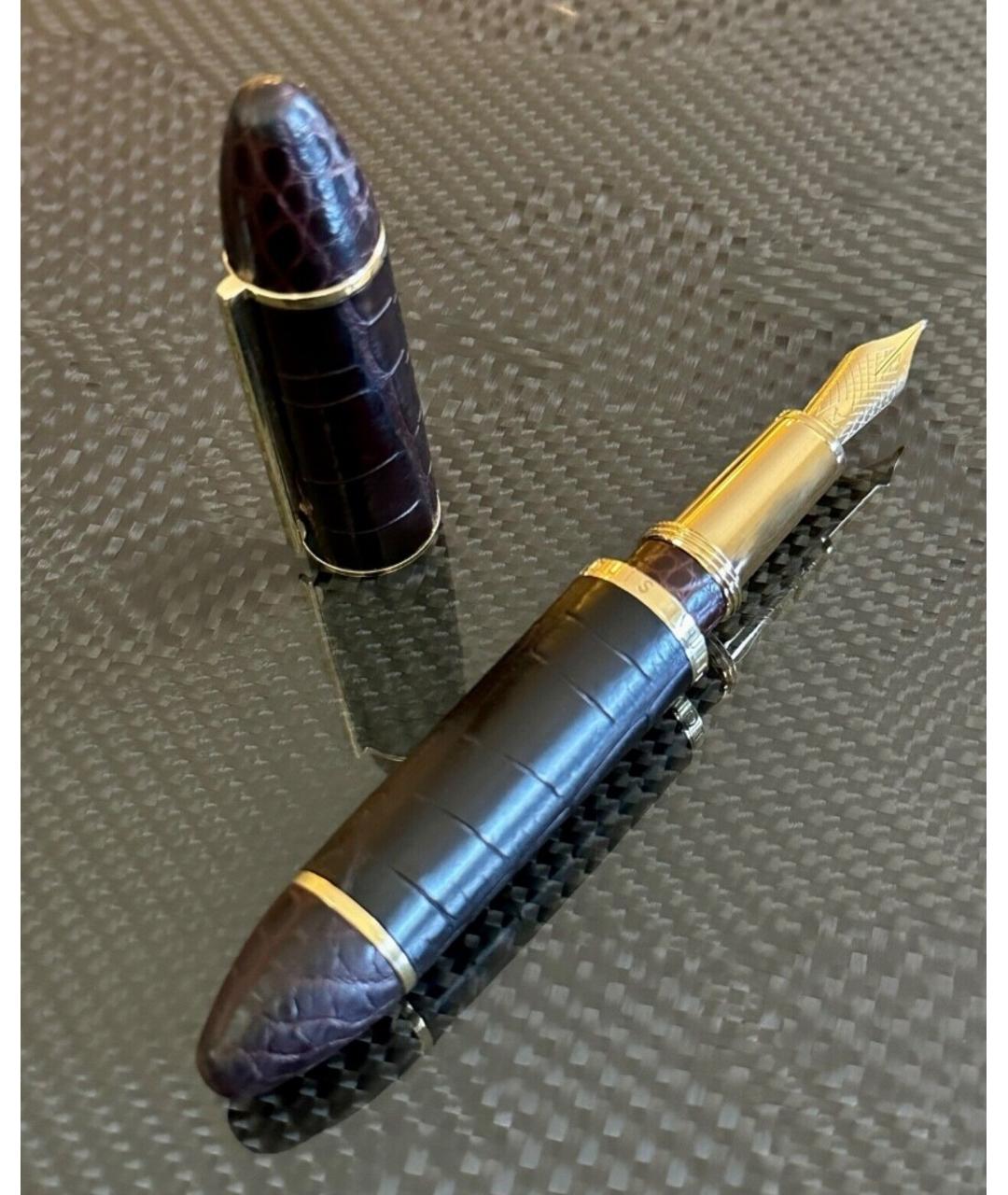 LOUIS VUITTON PRE-OWNED Черная чернильная ручка из экзотической кожи, фото 9