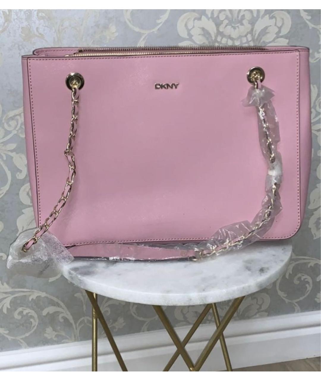 DKNY Розовая кожаная сумка тоут, фото 3