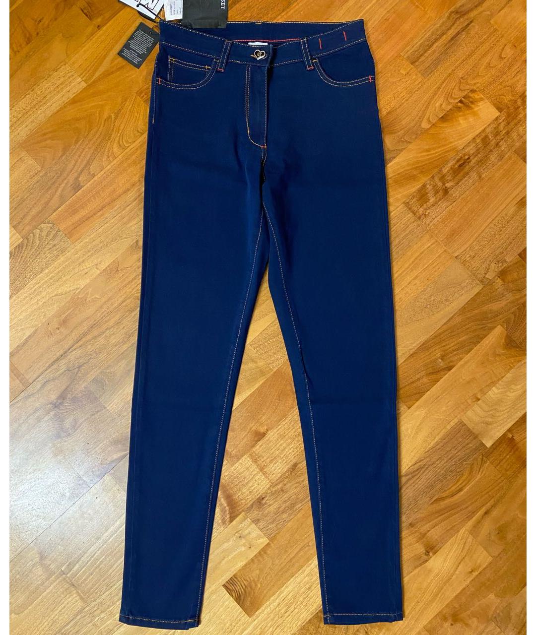 TWIN-SET Синие хлопок-полиэтиленовые джинсы слим, фото 9