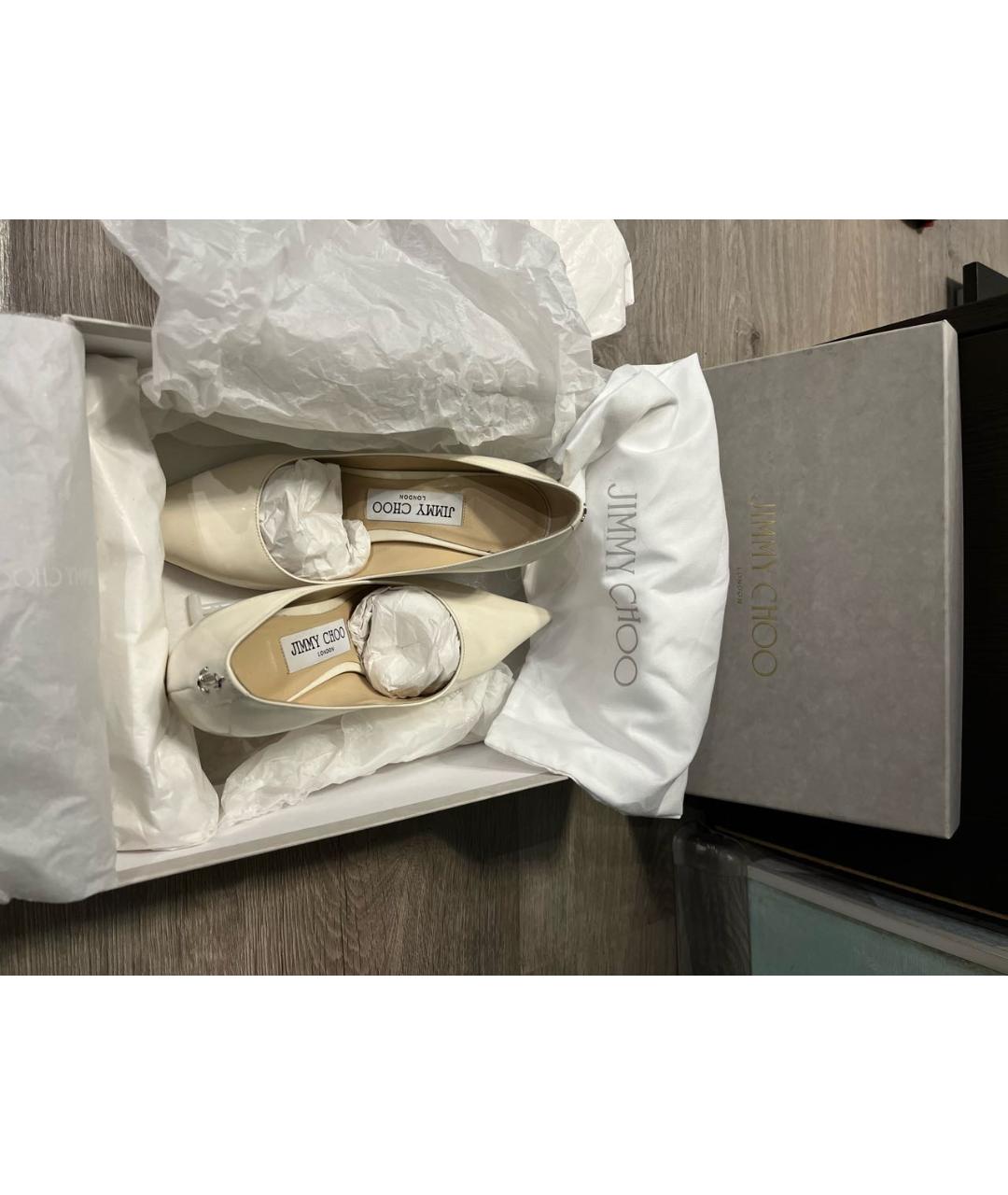 JIMMY CHOO Белые кожаные туфли, фото 8