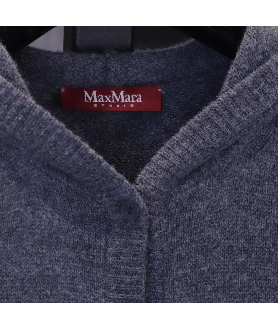 MAX MARA STUDIO Серый шерстяной кардиган, фото 3