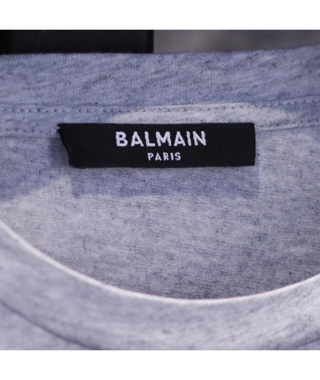 BALMAIN Серая хлопковая футболка, фото 3