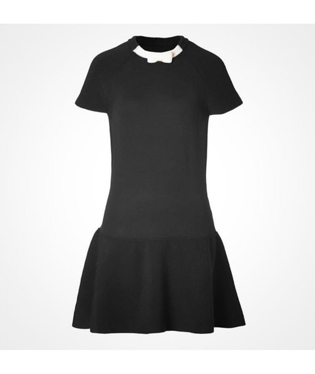 RED VALENTINO Черное шерстяное повседневное платье, фото 6