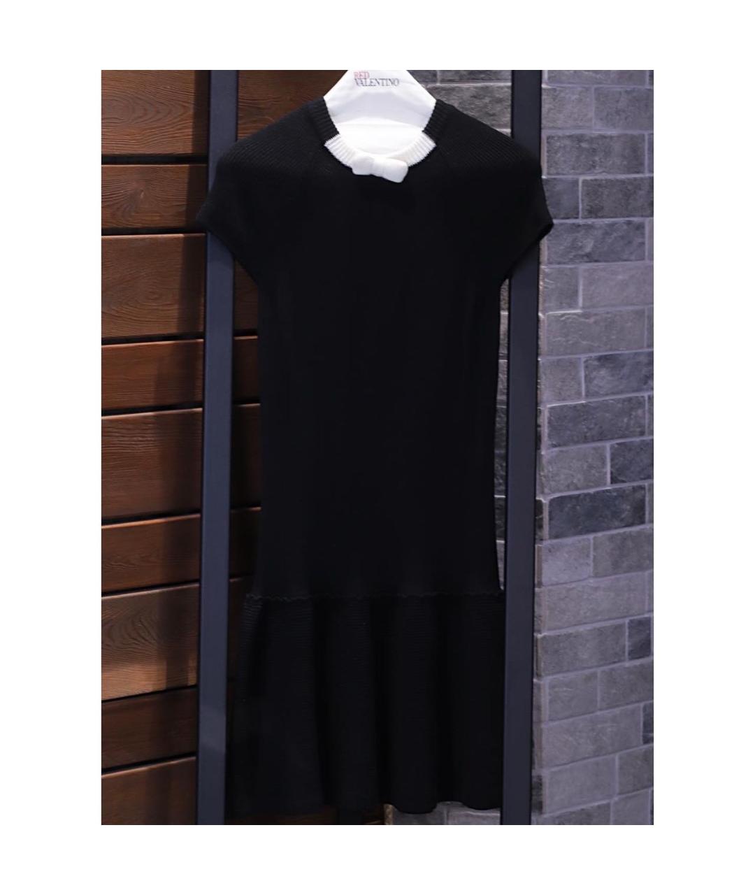 RED VALENTINO Черное шерстяное повседневное платье, фото 2
