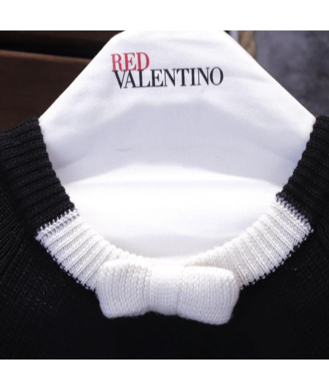 RED VALENTINO Черное шерстяное повседневное платье, фото 4