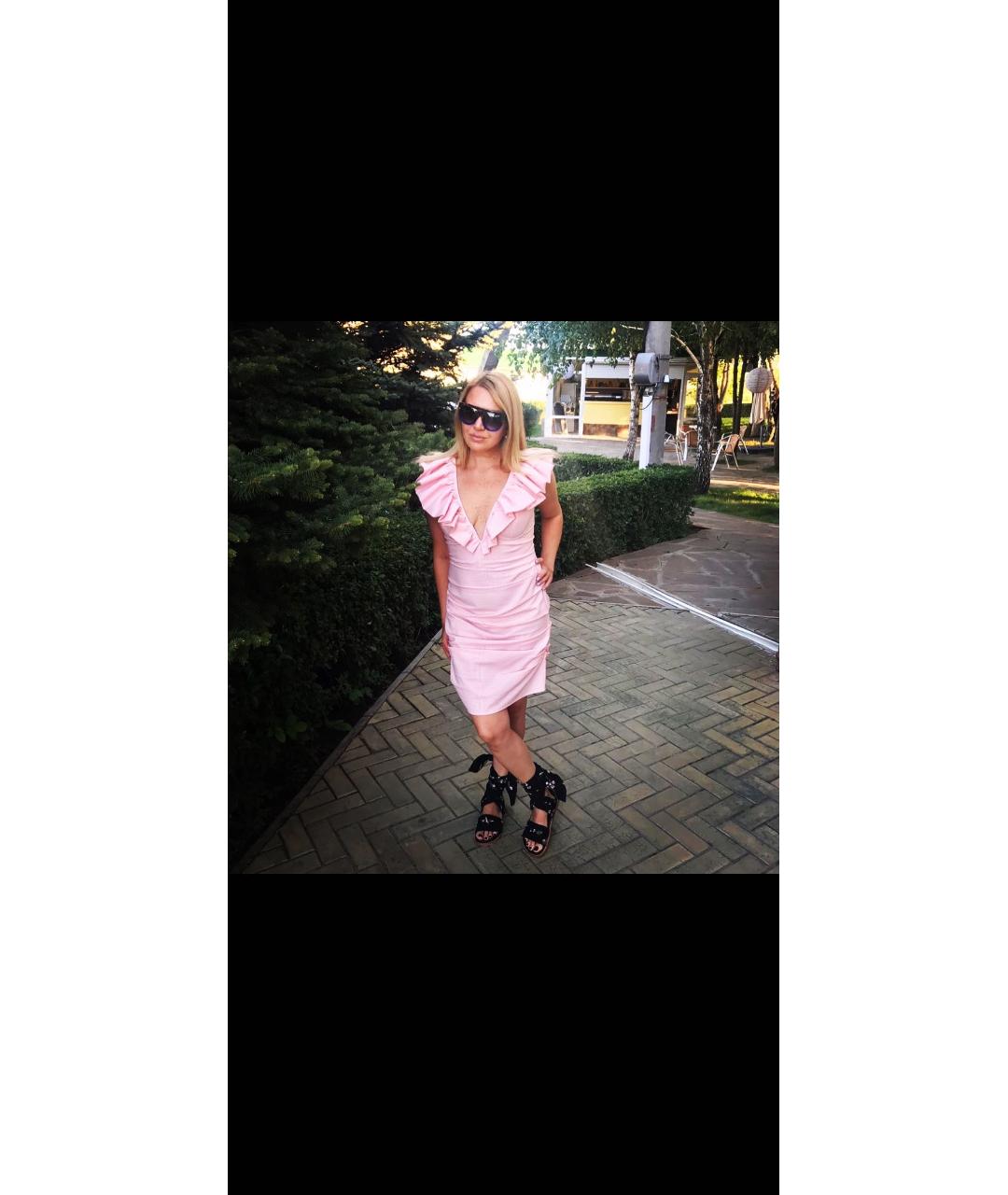ELISABETTA FRANCHI Розовое полиамидовое коктейльное платье, фото 5