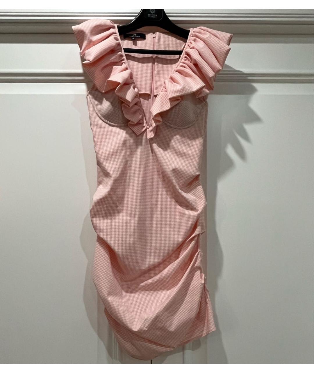 ELISABETTA FRANCHI Розовое полиамидовое коктейльное платье, фото 7