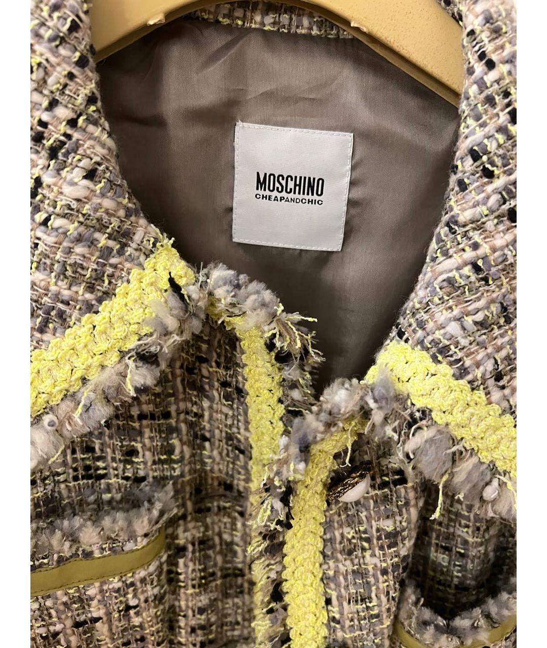 MOSCHINO Салатовый твидовый жакет/пиджак, фото 3