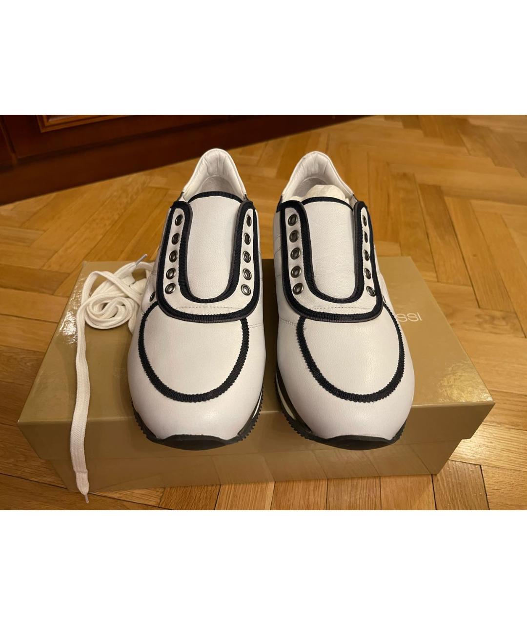 SERGIO ROSSI Белые кожаные низкие кроссовки / кеды, фото 2