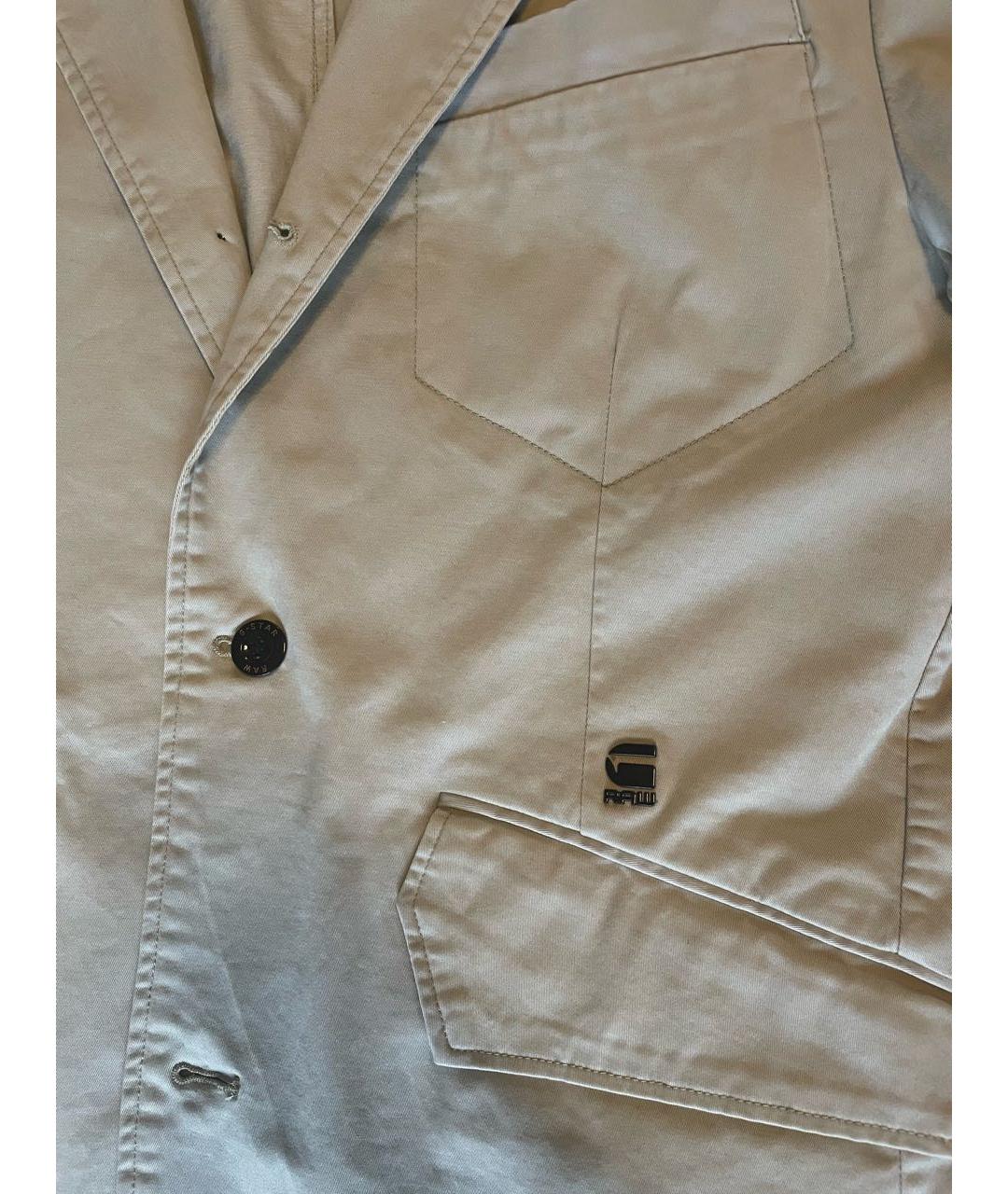 G-STAR Бежевый хлопко-эластановый пиджак, фото 3