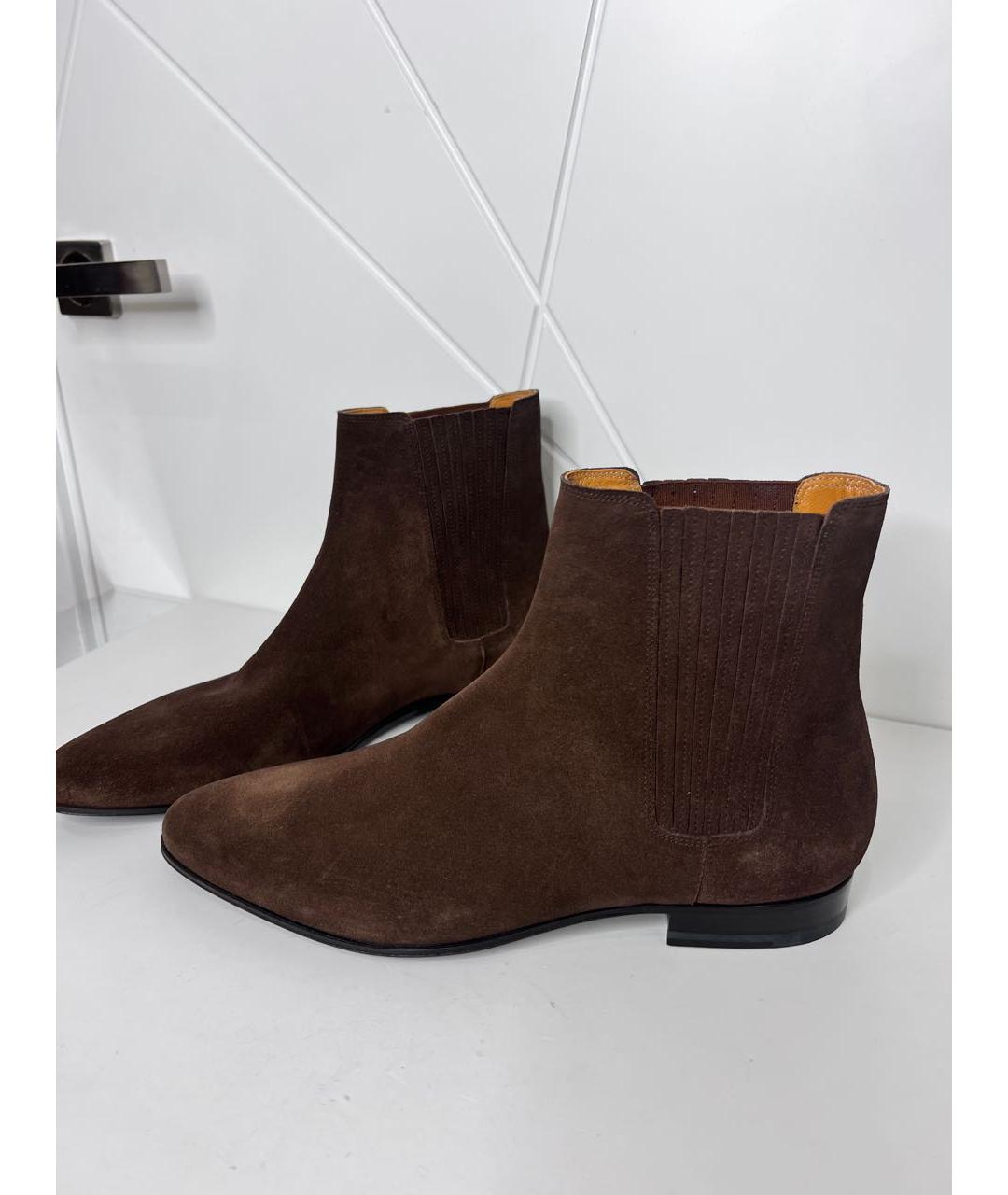 SAINT LAURENT Коричневые замшевые туфли, фото 4