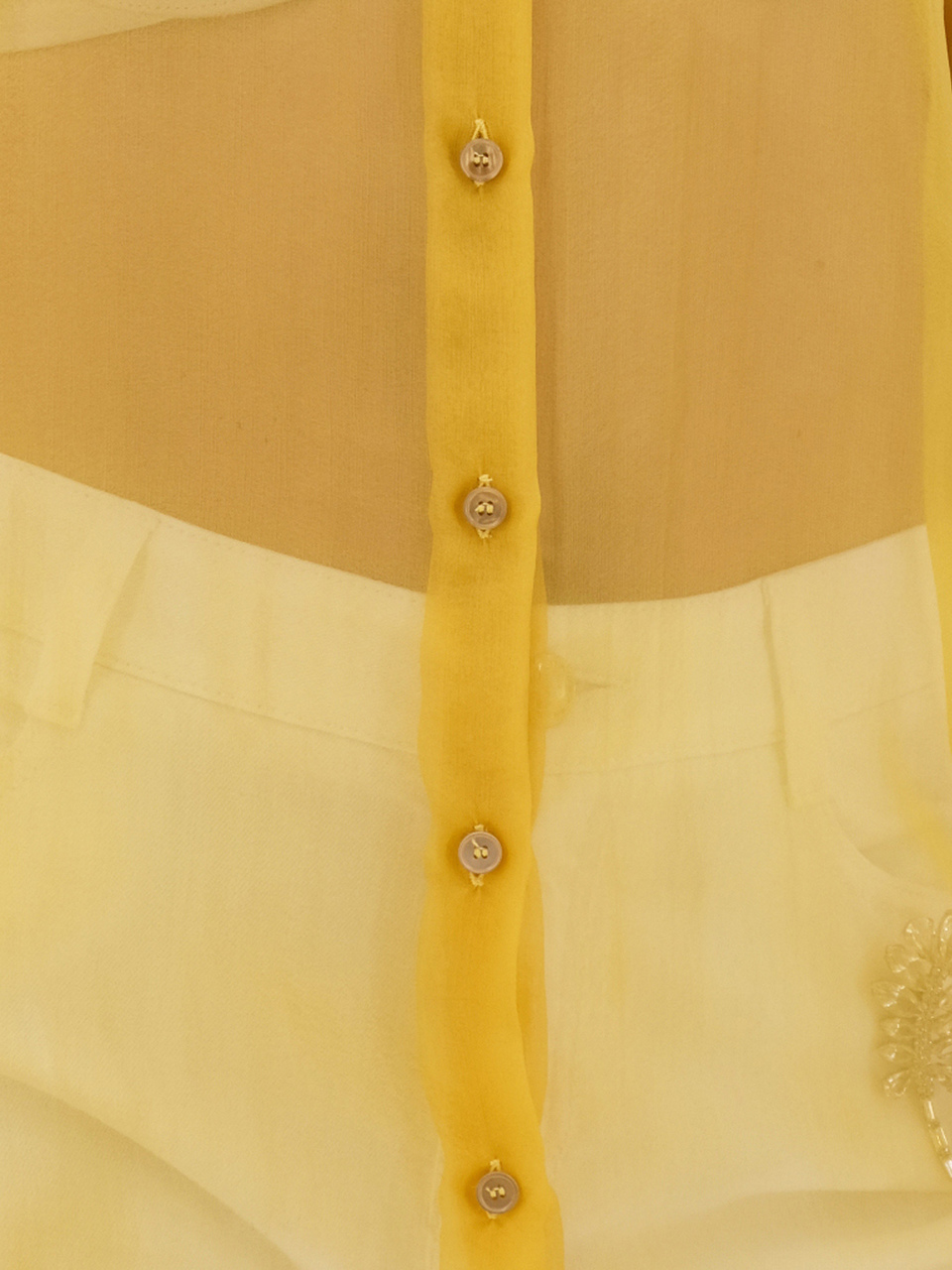 ROCHAS Желтая шелковая рубашка, фото 4