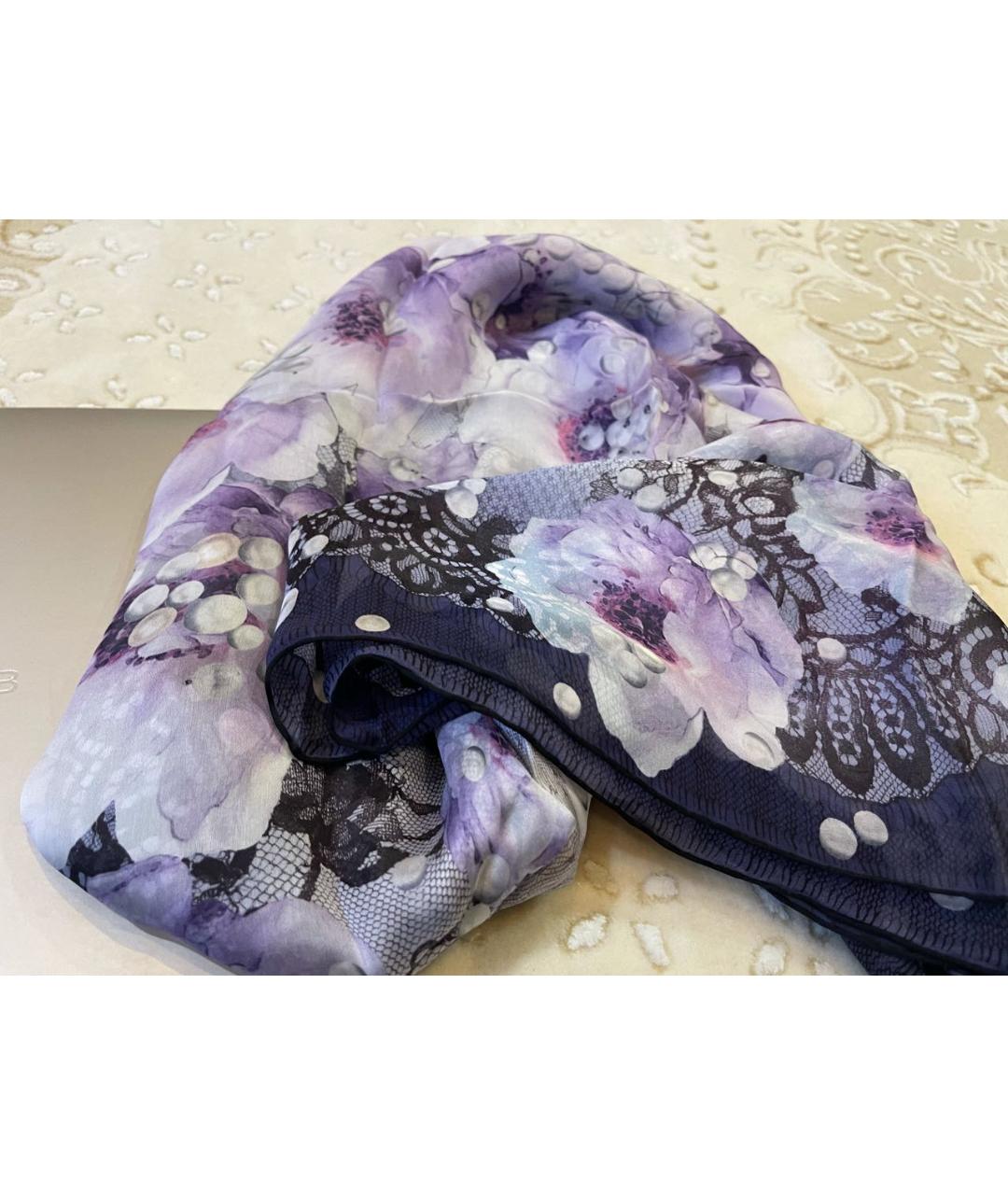 ELIE SAAB Фиолетовый шелковый шарф, фото 6