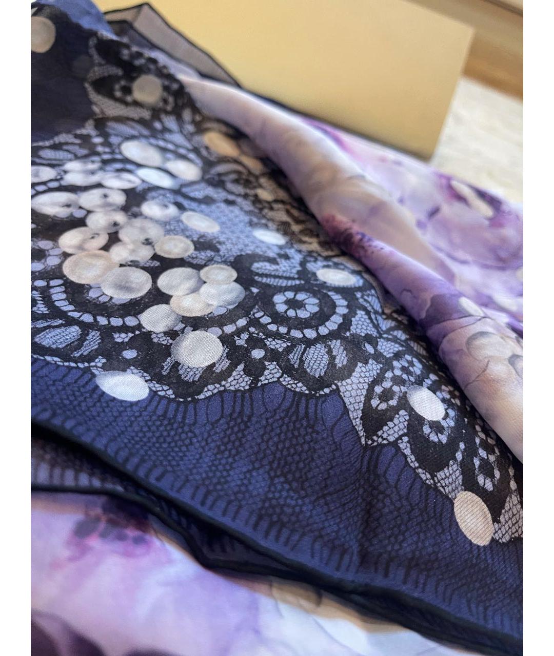 ELIE SAAB Фиолетовый шелковый шарф, фото 7