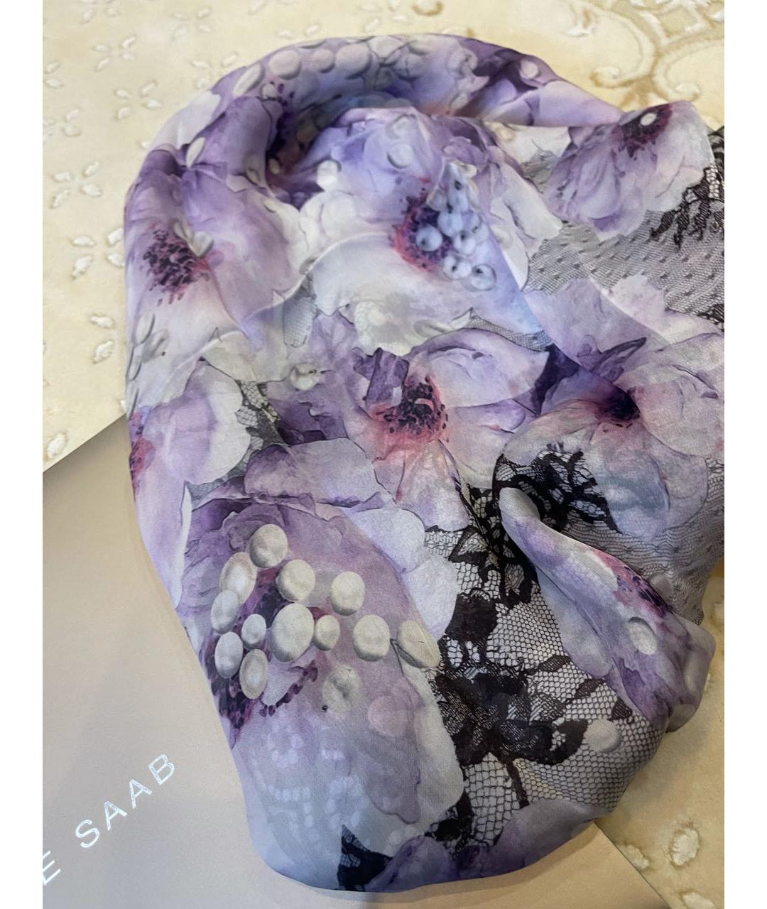 ELIE SAAB Фиолетовый шелковый шарф, фото 5