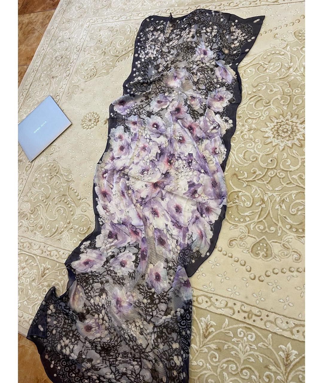 ELIE SAAB Фиолетовый шелковый шарф, фото 8