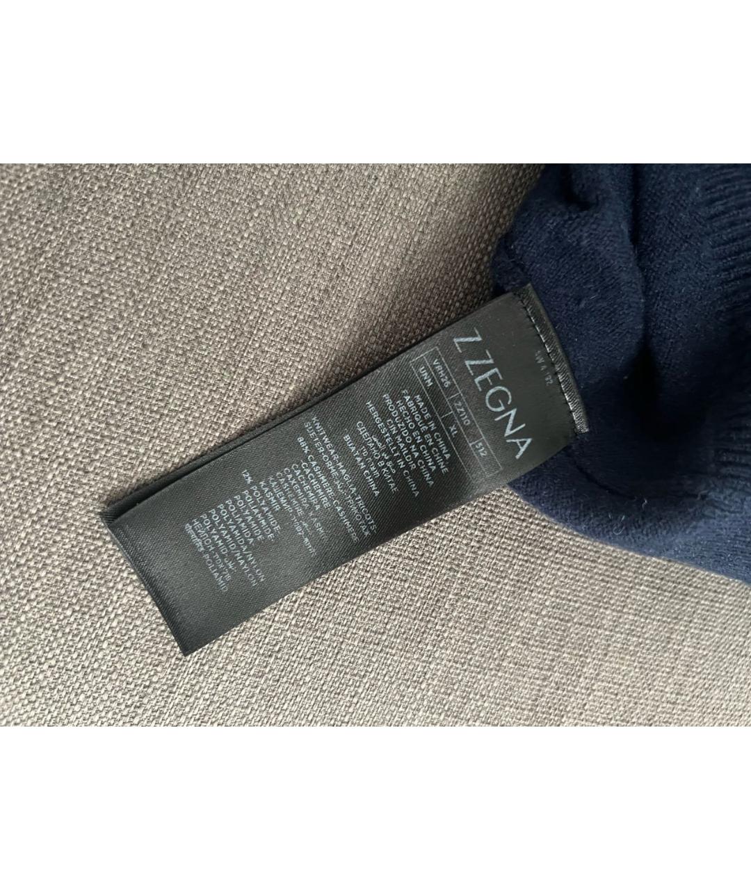 ERMENEGILDO ZEGNA Темно-синий кашемировый джемпер / свитер, фото 5
