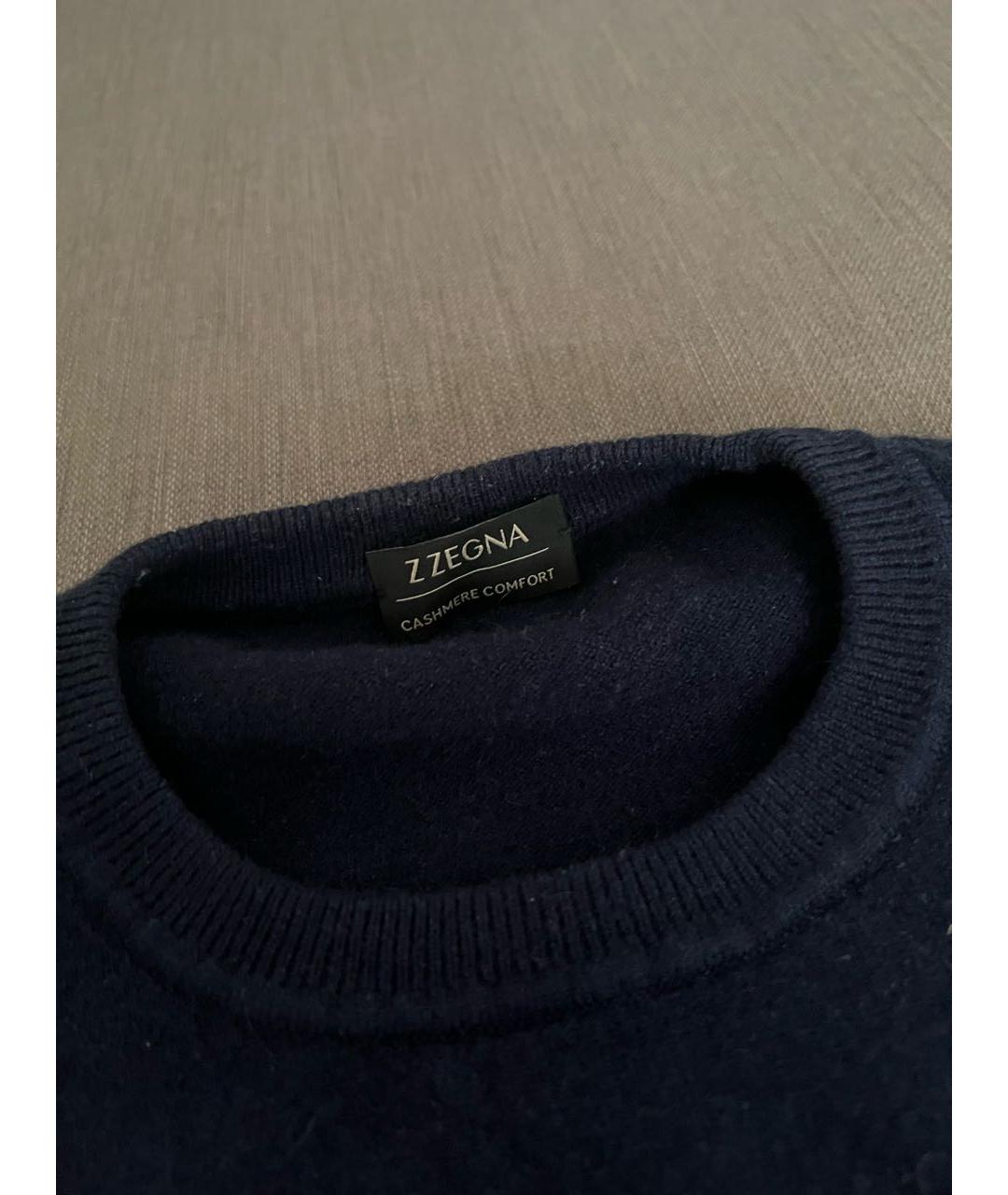 ERMENEGILDO ZEGNA Темно-синий кашемировый джемпер / свитер, фото 4