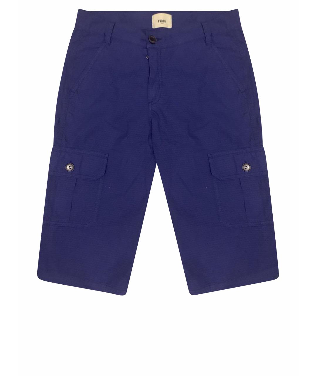 FENDI Синие хлопковые брюки и шорты, фото 1