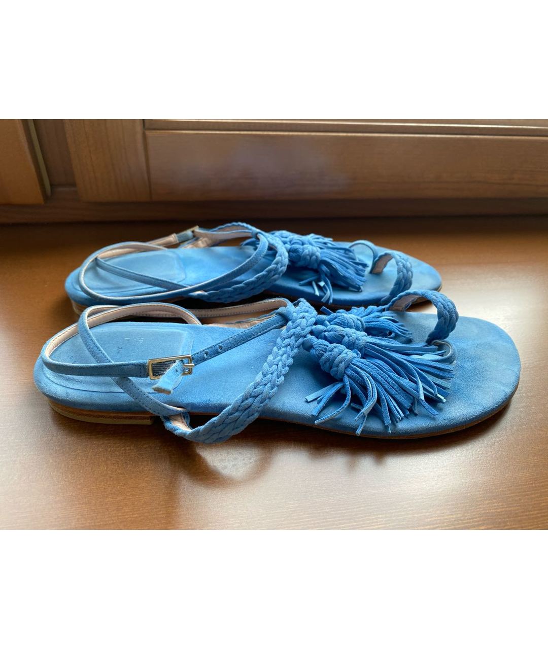 STUART WEITZMAN Синие замшевые сандалии, фото 6