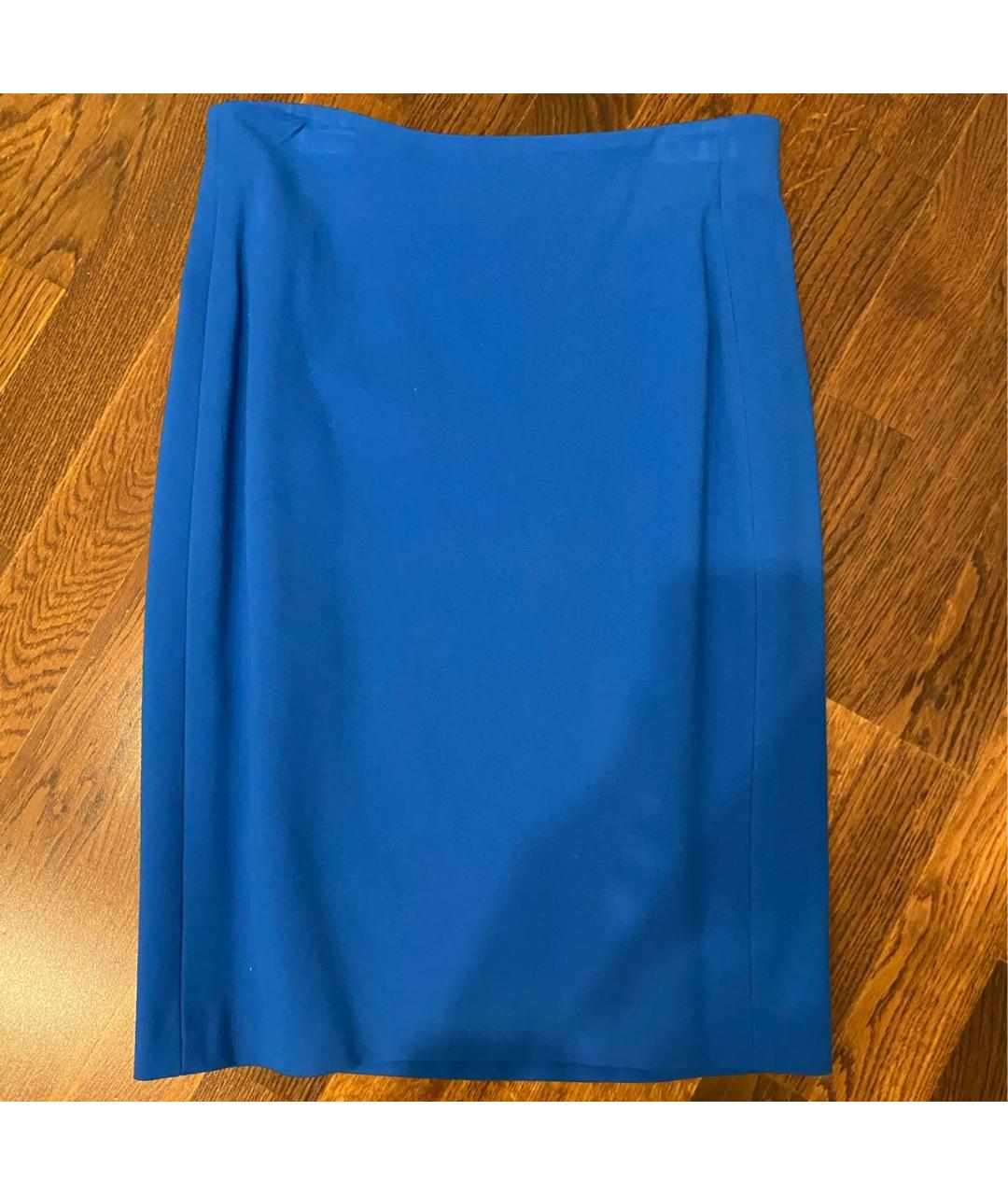 DIANE VON FURSTENBERG Синяя вискозная юбка миди, фото 6